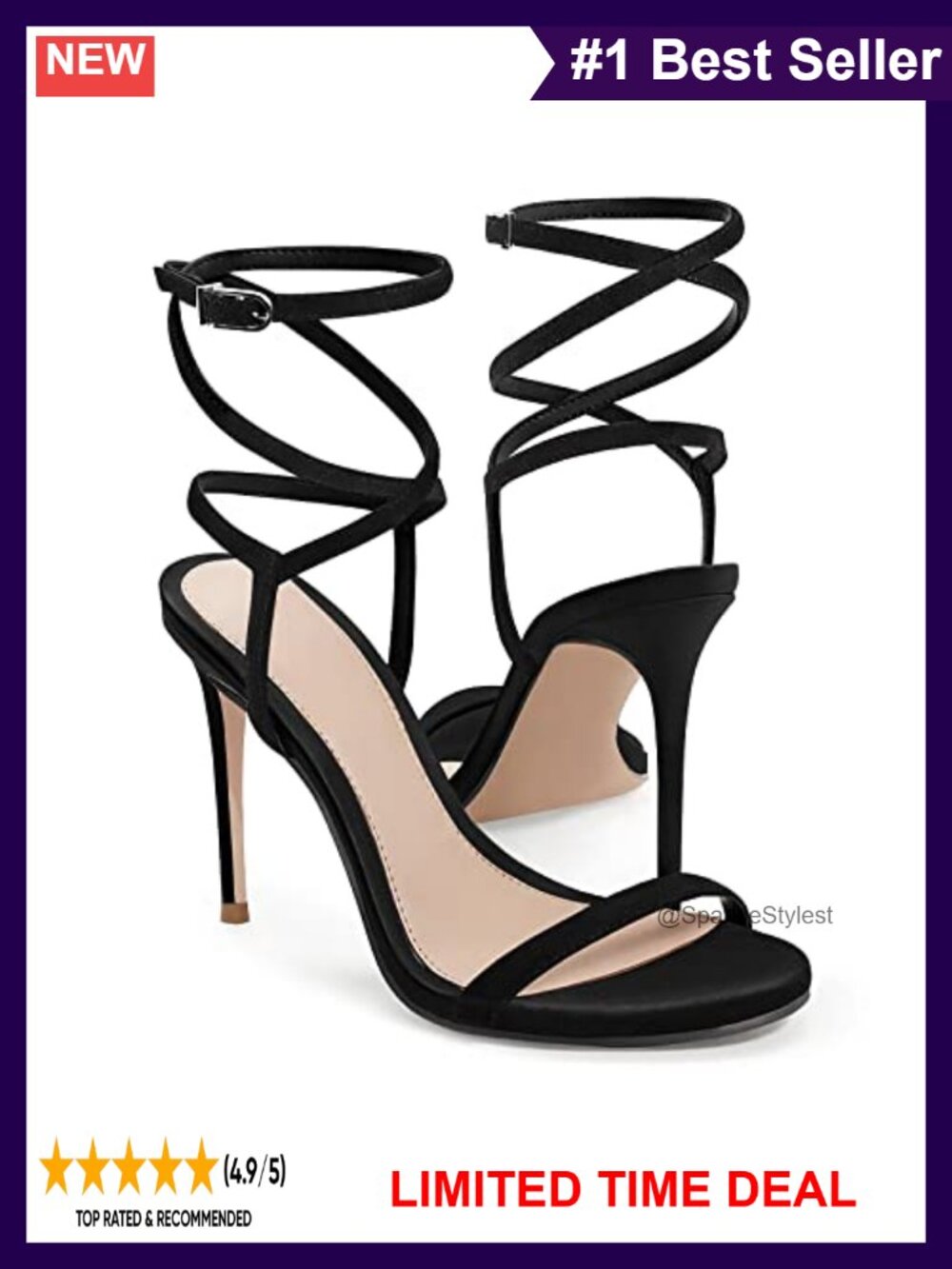 Faux Leather Strappy Lace Up High Heel Ankle Strap Sandals